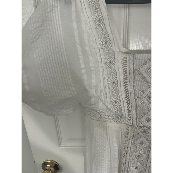 Anthropologie Alene Embroidered White Midi Lace Dress NWT Size 4 - Picture 7 of 7